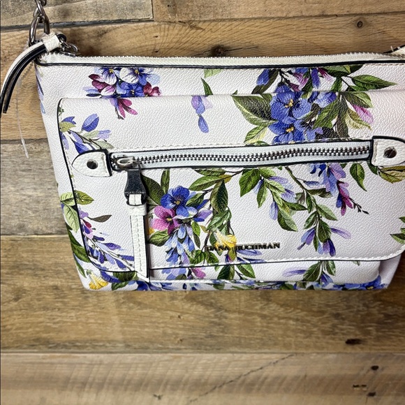 Dana Buchman White and Purple Floral Crossbody Bag - Picture 2 of 5